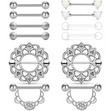 Heart-Shape Dangle Nipplerings & Tongue Piercing Kit