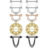 Heart-Shape Dangle Nipplerings & Tongue Piercing Kit