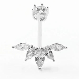 925 Sterling Silver Wing CZ Belly Button Ring Navel Piercing Jewelry