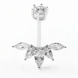 925 Sterling Silver Wing CZ Belly Button Ring Navel Piercing Jewelry