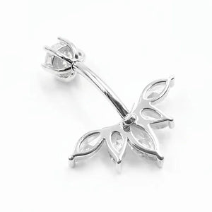 925 Sterling Silver Wing CZ Belly Button Ring Navel Piercing Jewelry