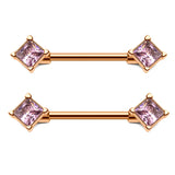 14G Stainless Steel Tribal Spear Nipple Ring Opal Square Drill Nipple Barbell