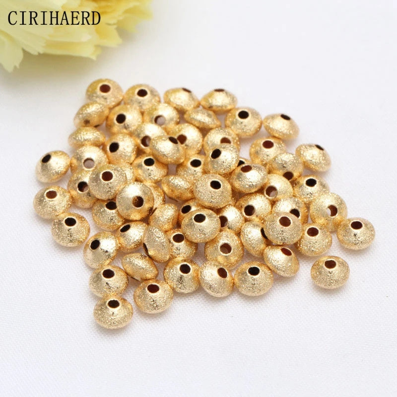 14K/18K Plated Frosted Spacer Beads DIY Bracelet Jewelry Making