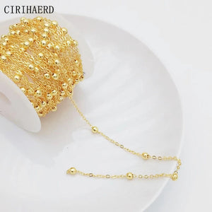 14K/18K Plated 3.5mm Beaded Chains DIY Necklace Bracelet Jewellery Making