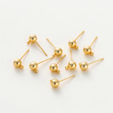 14K 18K Plated Round Ball Ear Post With Loop Studs Earrings