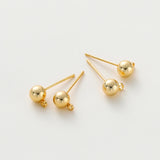 14K 18K Plated Round Ball Ear Post With Loop Studs Earrings