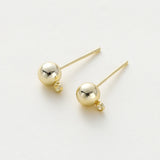14K 18K Plated Round Ball Ear Post With Loop Studs Earrings