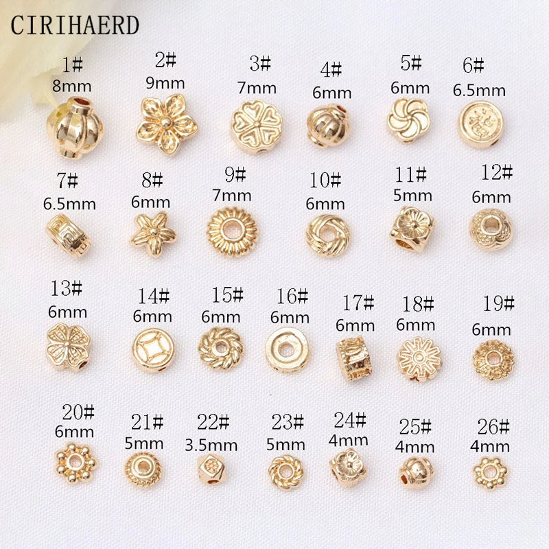 14K/18K Plated Round Spacer Beads for DIY Bracelets Jewelry