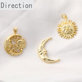 14K Gold-Plated Moon Sun God Star Zircon Pendant DIY Necklace Earpiece