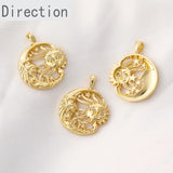 14K Gold-Plated Moon Sun God Star Zircon Pendant DIY Necklace Earpiece