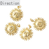 14K Gold-Plated Moon Sun God Star Zircon Pendant DIY Necklace Earpiece
