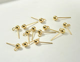 14K Baojin 925 Silver Needle DIY Vertical Hanging Bean Earrings