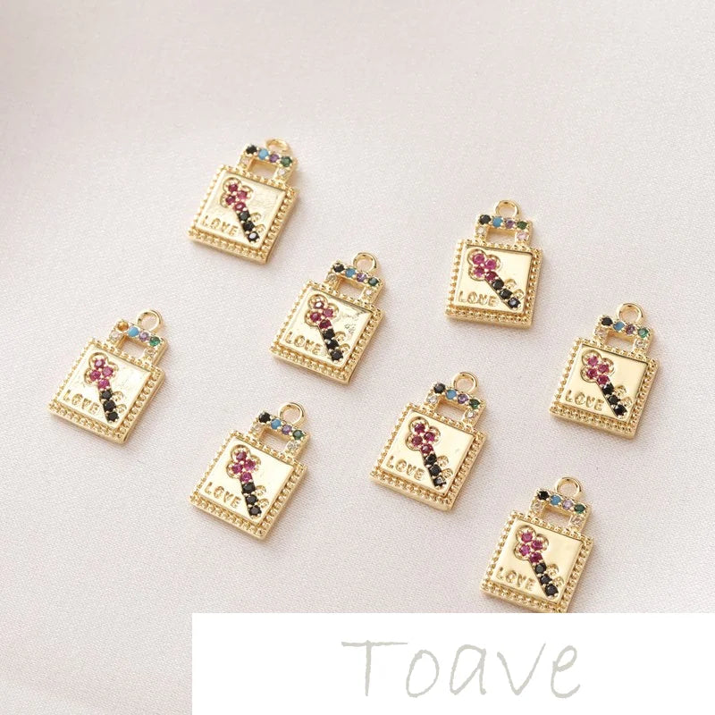 14K Zircon Key Pendant for DIY Earring Bracelet