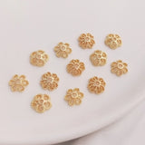 14K Plated Flower Hat Bead Caps Separator DIY Jewelry Findings
