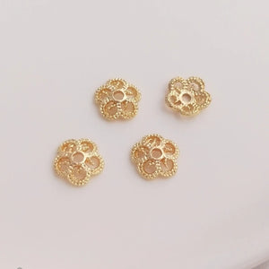 14K Plated Flower Hat Bead Caps Separator DIY Jewelry Findings
