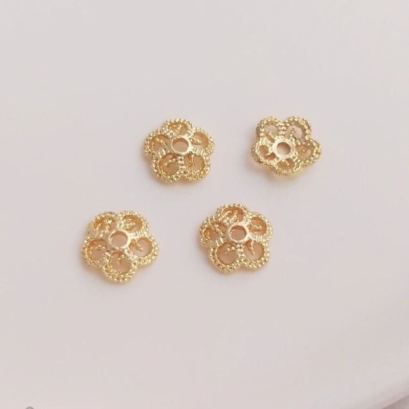 14K Plated Flower Hat Bead Caps Separator DIY Jewelry Findings