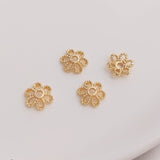 14K Plated Flower Hat Bead Caps Separator DIY Jewelry Findings