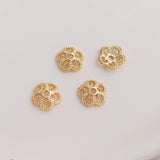 14K Plated Flower Hat Bead Caps Separator DIY Jewelry Findings