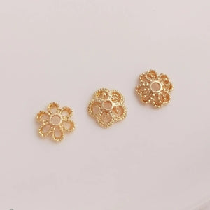 14K Plated Flower Hat Bead Caps Separator DIY Jewelry Findings