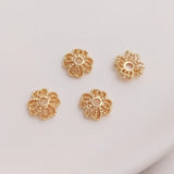 14K Plated Flower Hat Bead Caps Separator DIY Jewelry Findings