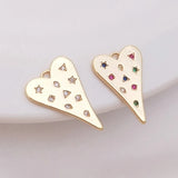 14K Retention Plated Copper Zircon Heart Pendant Charms