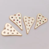 14K Retention Plated Copper Zircon Heart Pendant Charms