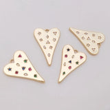14K Retention Plated Copper Zircon Heart Pendant Charms