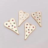 14K Retention Plated Copper Zircon Heart Pendant Charms