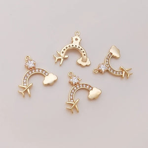 14K Plated Copper 15MM Rainbow Pendant Charms for DIY Jewelry Making
