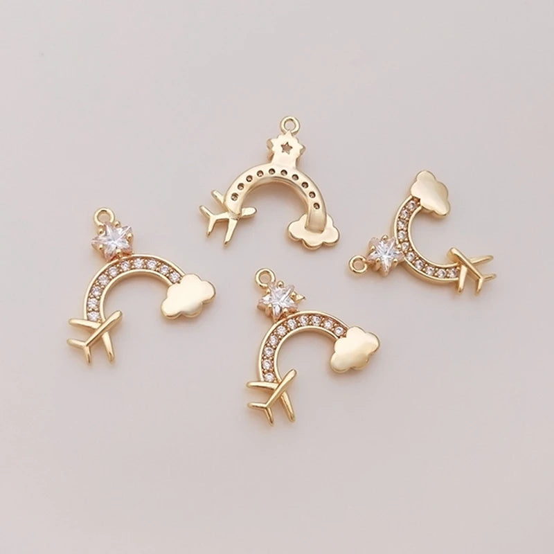 14K Plated Copper 15MM Rainbow Pendant Charms for DIY Jewelry Making