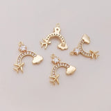 14K Plated Copper 15MM Rainbow Pendant Charms for DIY Jewelry Making