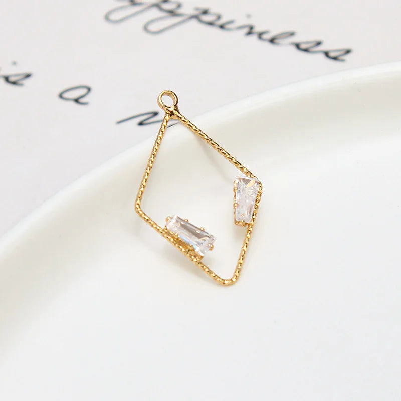 14K Plated Copper 17*26MM Zircon Pendant Charms DIY