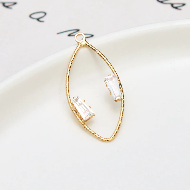 14K Retention Real Plated Copper Natural Zircon Pendant Charms