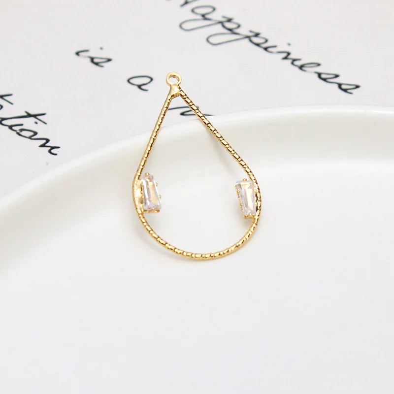 14K Retention Real Plated Copper Natural Zircon Pendant Charms DIY Findings