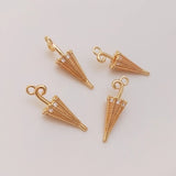 14K Plated Copper Zircon Umbrella Pendant Charms DIY Jewelry Making