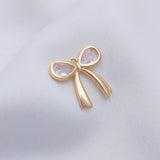 14K Retention Plated Copper Zircon Bowknot Pendant Charms