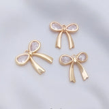 14K Retention Plated Copper Zircon Bowknot Pendant Charms