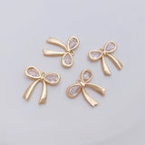 14K Retention Plated Copper Zircon Bowknot Pendant Charms