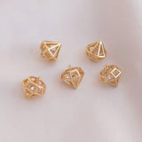 14K Plated Copper Zircon Pendant Charm 10MM DIY Jewelry Findings