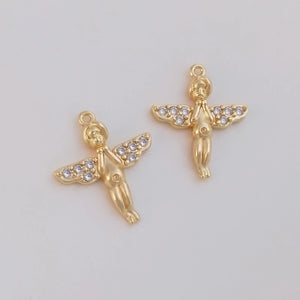 14K Copper Zircon Angle Pendant Charms DIY Findings