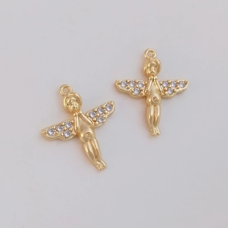 14K Copper Zircon Angle Pendant Charms DIY Findings