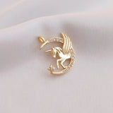 14K Retention Real Plated Copper Zircon Unicorn Pendant Charms