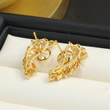14K Copper Wrapped Flower Earrings Hollow Zircon Pearl DIY Accessories