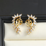 14K Copper Wrapped Flower Earrings Hollow Zircon Pearl DIY Accessories
