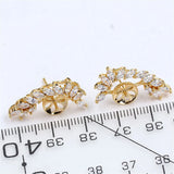 14K Copper Wrapped Flower Earrings Hollow Zircon Pearl DIY Accessories