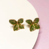 14K Copper Enamel Flower Stud Earrings Silver Pin DIY Jewelry Making
