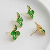 14K Copper Enamel Flower Stud Earrings Silver Pin DIY Jewelry Making