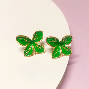 14K Copper Enamel Flower Stud Earrings Silver Pin DIY Jewelry Making