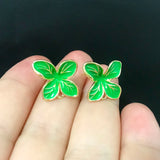 14K Copper Enamel Flower Stud Earrings Silver Pin DIY Jewelry Making