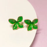 14K Copper Enamel Flower Stud Earrings Silver Pin DIY Jewelry Making
